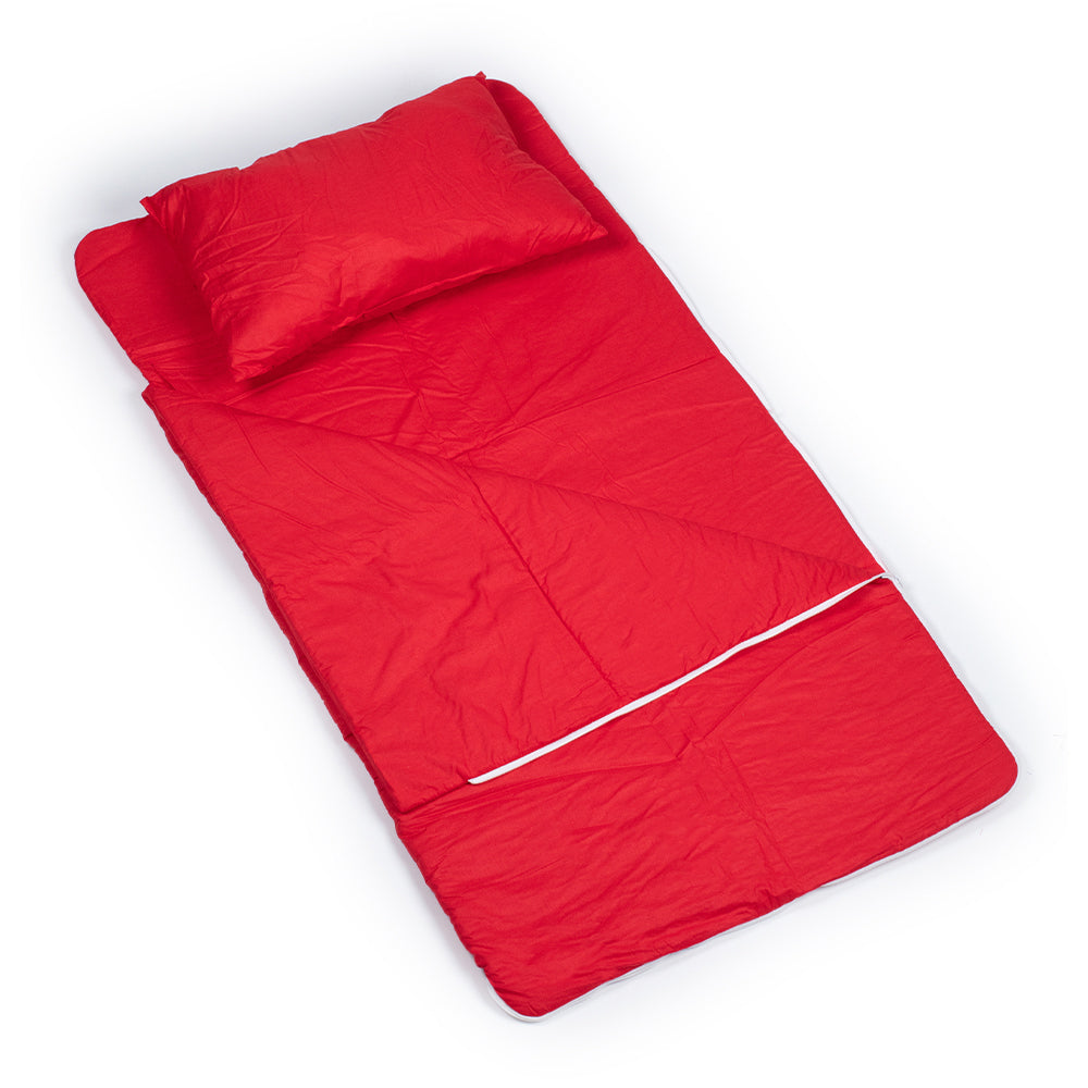 Sac de dormit de bumbac cu perna si fermoar 140x75 cm Nativo Dreams Rosu