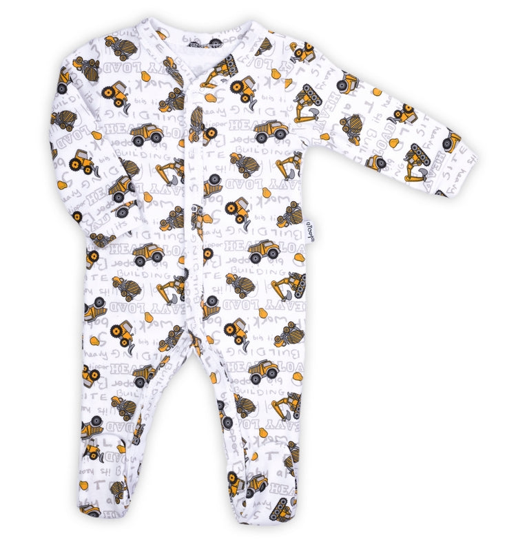Salopeta de bumbac 100% Colectia ’Big Trucks’ Alba Marimea 80