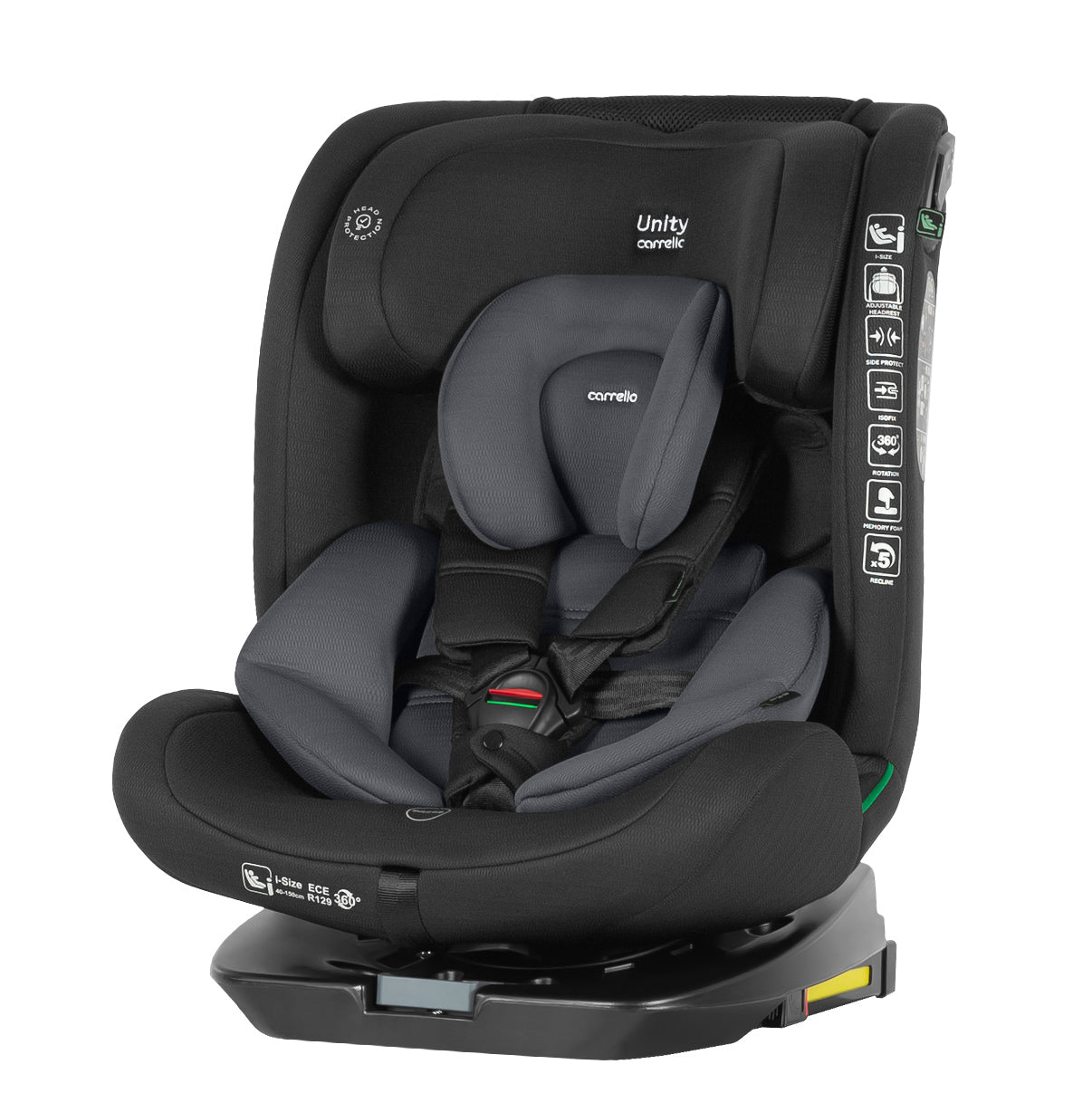 Scaun auto rotativ 360° Carrello Unity Accord Grey i-SIZE 40-150 cm SPS Top Tether ISOFIX scaun-auto
