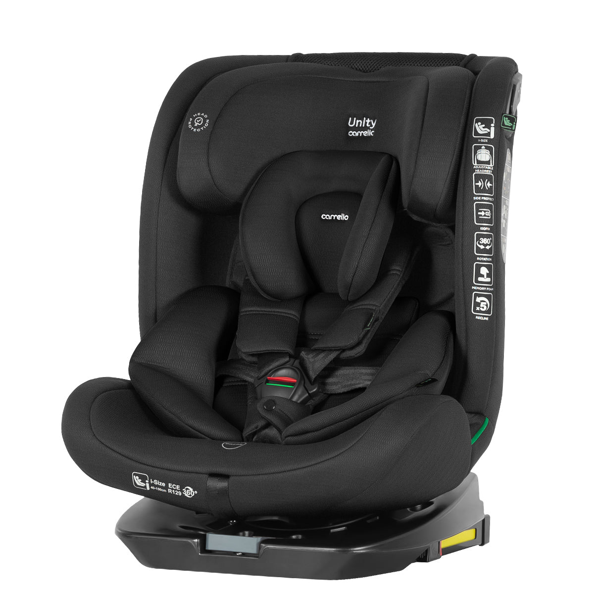 Scaun auto rotativ 360° Carrello Unity Totality Black i-SIZE 40-150 cm SPS Top Tether ISOFIX scaun-auto