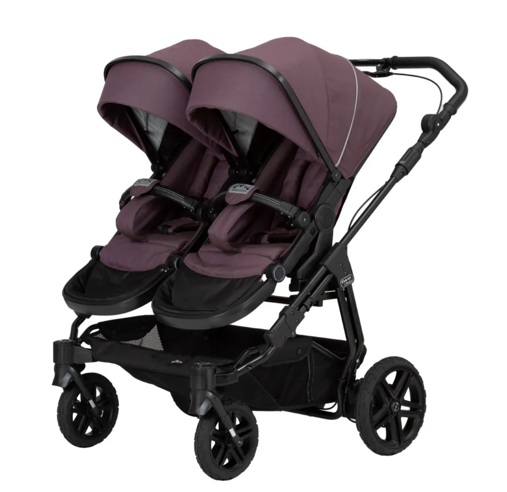 Carucior sport pentru gemeni Hartan Two Select Outdoor Amethyst (703), reversibil, pliere compacta, roti cauciuc cu aer