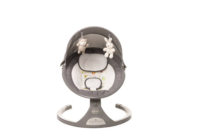 Leagan electric cu telecomanda 4Baby Rock'n Relax Gri, max. 9 Kg, telecomanda, 5 viteze, 12 melodii, timer, USB