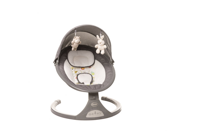 Leagan electric cu telecomanda 4Baby Rock'n Relax Gri, max. 9 Kg, telecomanda, 5 viteze, 12 melodii, timer, USB