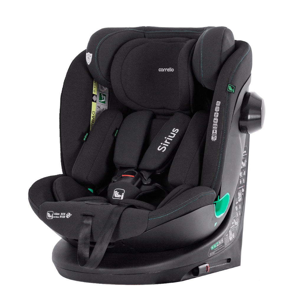 Scaun auto rotativ Carrello Sirius (CRL-8808) Absolute Black 40-150 cm 360° i-Size R129/03 Isofix Top Tether scaun-auto