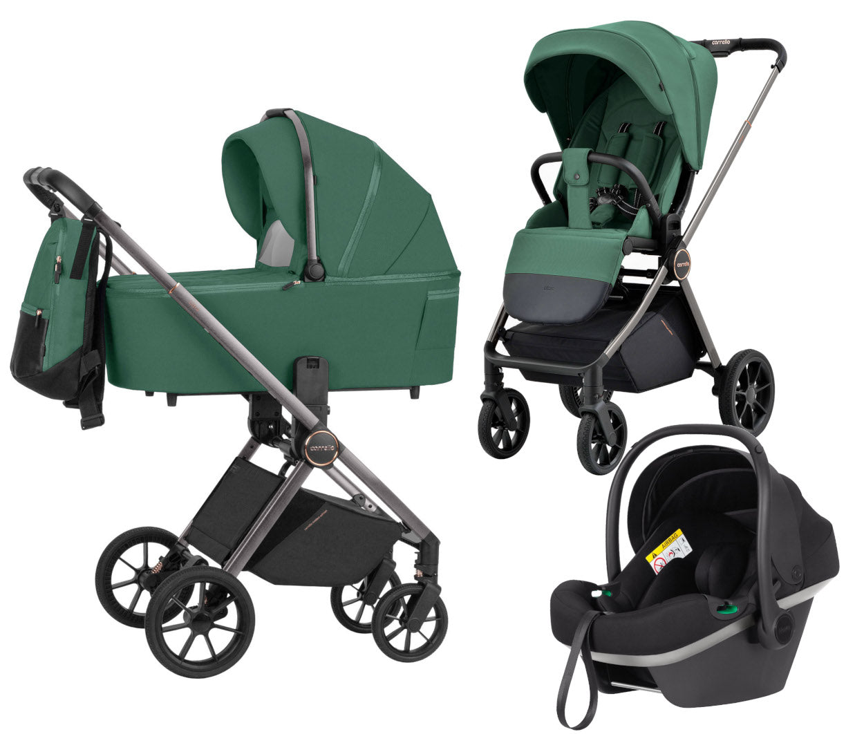 Carucior compact premium Carrello ULTRA 3 in 1 Morning Green
