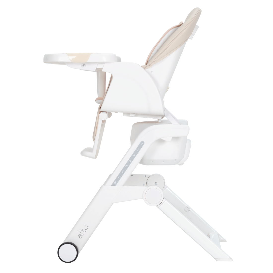 Scaun de masa cu leagan electric Carrello Alto CRL-10307 Almond Beige, 3 moduri de leganare, sezlong, telecomanda, melodii, sunete din natura, Bluetooth, senzor de miscare