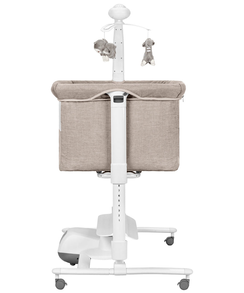 Patut leagan electric Carrello Bloom Silk Beige 85x50 cm cu senzor de miscare telecomanda 7 moduri de leganare 5 viteze
