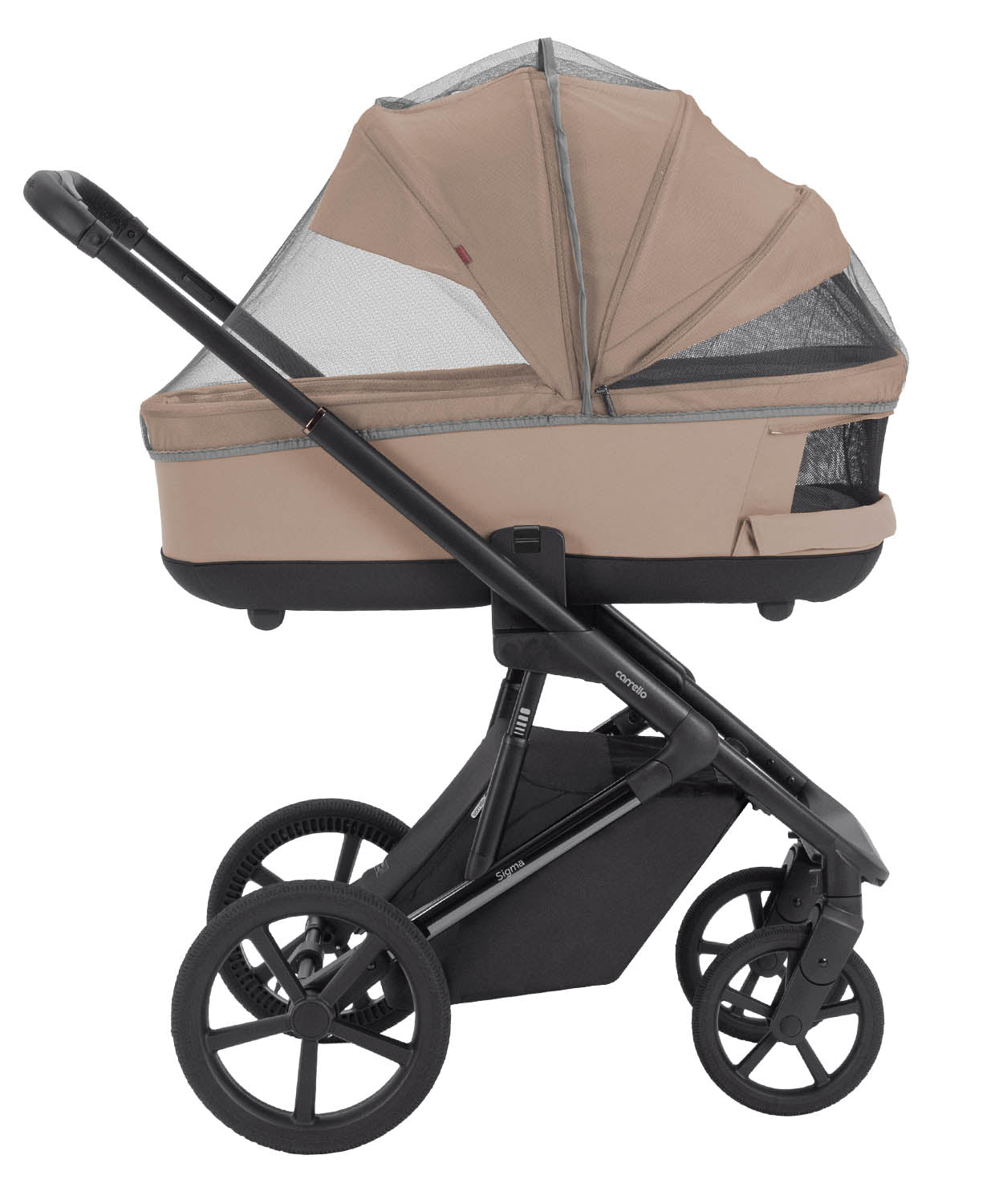 Carucior 2 in 1 Carrello Sigma CRL-6523 Fresh Beige, reversibil, suspensie pe cadru, functie troller