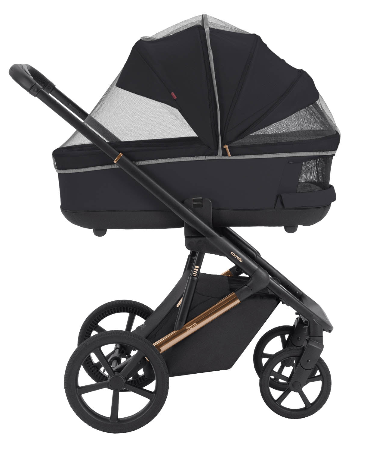 Carucior 2 in 1 Carrello Sigma CRL-6523 Iridium Black, reversibil, suspensie pe cadru, functie troller