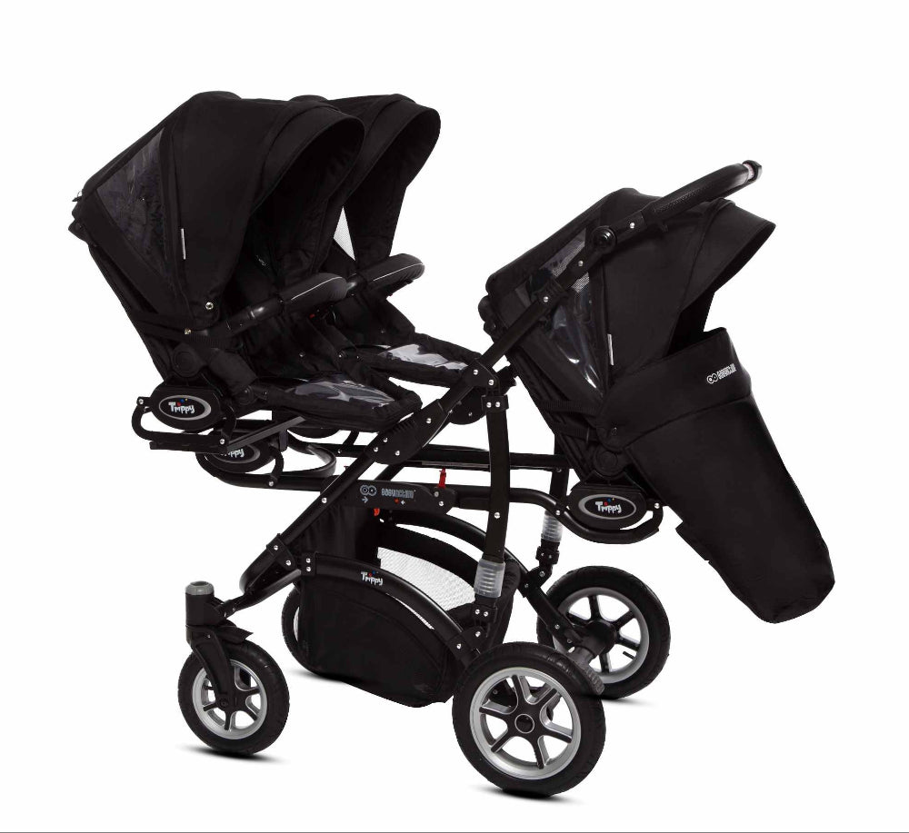 Carucior pentru tripleti BabyActive Trippy Premium (TR-07) 3 in 1 Black