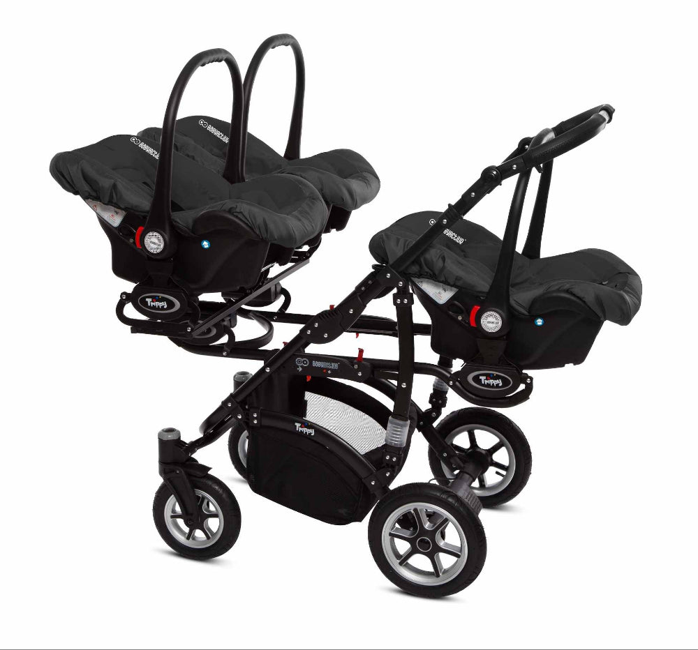 Carucior pentru tripleti BabyActive Trippy Premium (TR-07) 3 in 1 Black