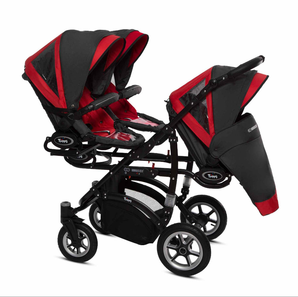 Carucior pentru tripleti BabyActive Trippy Premium (TR-08) 3 in 1 Rosso