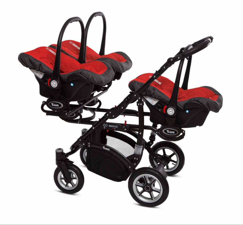 Carucior pentru tripleti BabyActive Trippy Premium (TR-08) 3 in 1 Rosso