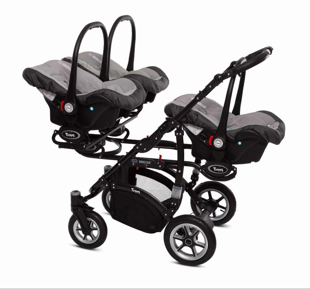 Carucior pentru tripleti BabyActive Trippy Premium (TR-09) 3 in 1 Silver