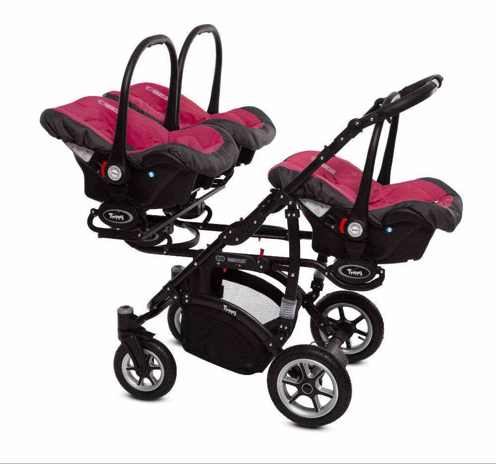 Carucior pentru tripleti BabyActive Trippy Premium (TR-10) 3 in 1 Amarant