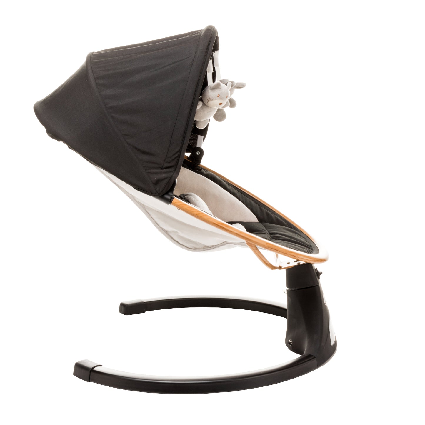 Leagan electric cu telecomanda 4Baby Rock'n Relax Wood Negru, max. 9 Kg, telecomanda, 5 viteze, 12 melodii, timer, USB