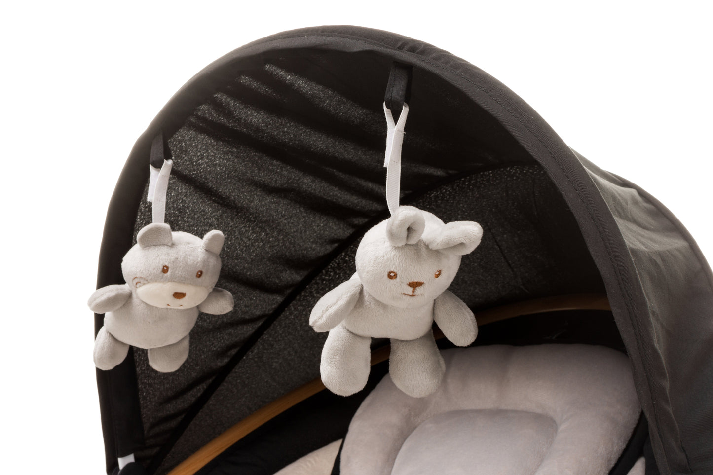 Leagan electric cu telecomanda 4Baby Rock'n Relax Wood Negru, max. 9 Kg, telecomanda, 5 viteze, 12 melodii, timer, USB