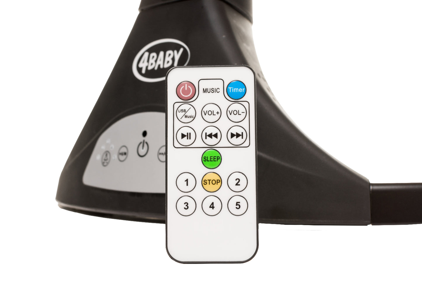 Leagan electric cu telecomanda 4Baby Rock'n Relax Wood Negru, max. 9 Kg, telecomanda, 5 viteze, 12 melodii, timer, USB