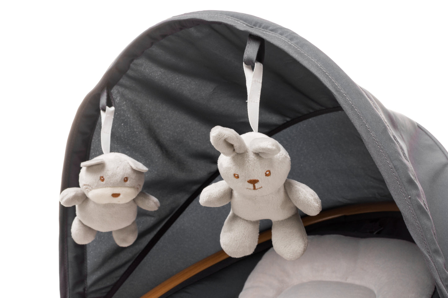 Leagan electric cu telecomanda 4Baby Rock'n Relax Wood Gri, max. 9 Kg, telecomanda, 5 viteze, 12 melodii, timer, USB