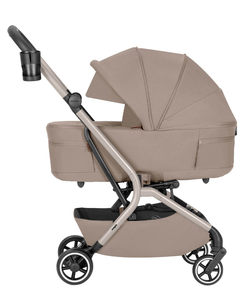 Carucior copii compact Carrello Magia CRL-6555 2 in 1 Spice Beige, max. 22 Kg, dimensiuni bagaj de mana