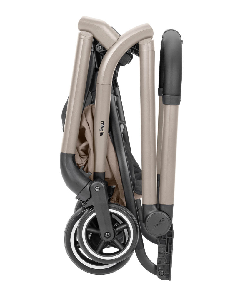 Carucior copii compact Carrello Magia CRL-6555 2 in 1 Spice Beige, max. 22 Kg, dimensiuni bagaj de mana