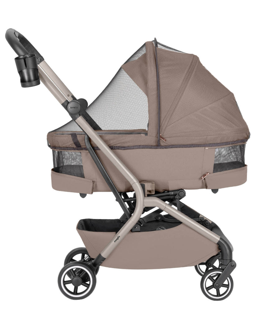 Carucior copii compact Carrello Magia CRL-6555 2 in 1 Spice Beige, max. 22 Kg, dimensiuni bagaj de mana