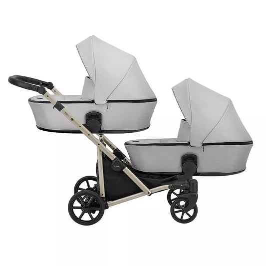 Carucior pentru gemeni Kunert Brav Duo 2 in 1 Gri/cadru Champagne
