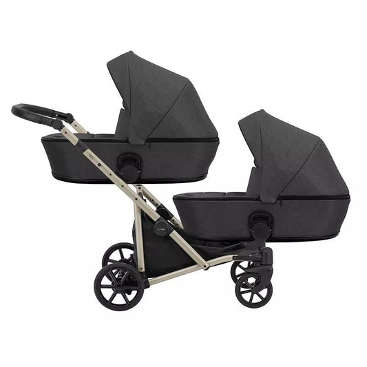 Carucior pentru gemeni Kunert Brav Duo 2 in 1 Grafit/cadru Champagne