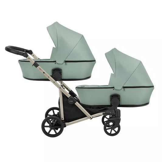 Carucior pentru gemeni Kunert Brav Duo 2 in 1 Menta/cadru Champagne