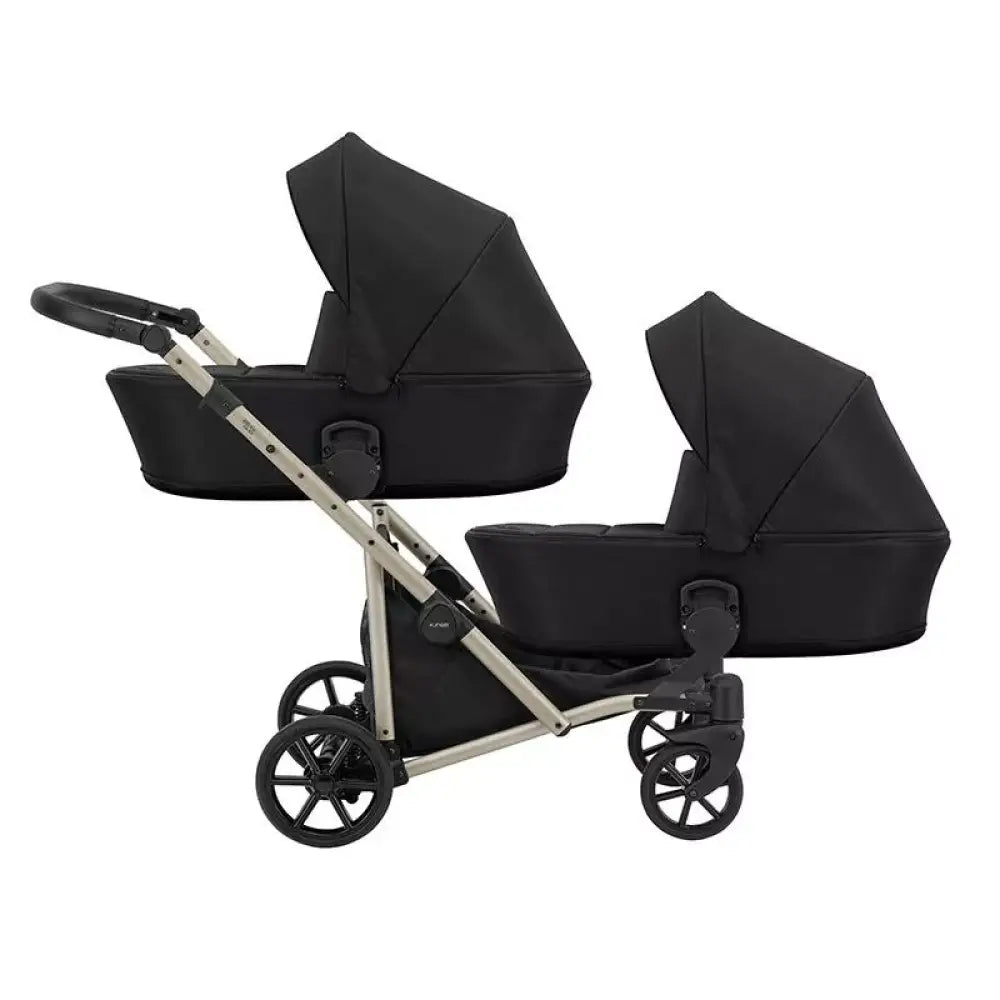 Carucior pentru gemeni Kunert Brav Duo 2 in 1 Negru/cadru Champagne