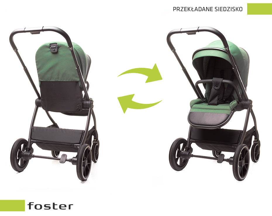 Carucior 3 in 1 4Baby Foster Dark Green, max. 22 Kg