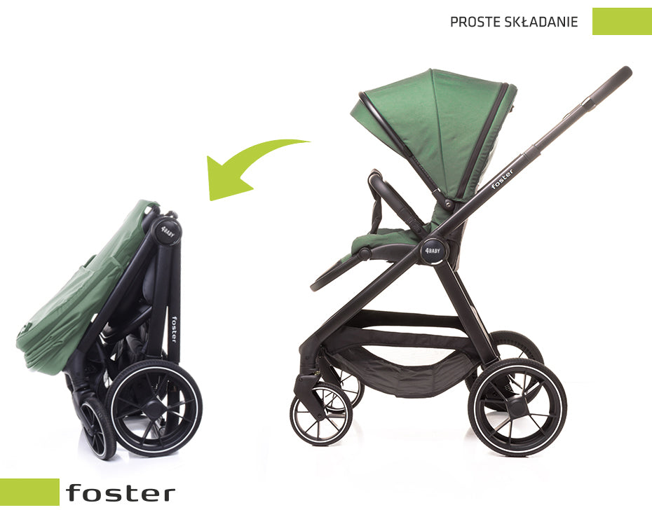 Carucior 3 in 1 4Baby Foster Dark Green, max. 22 Kg