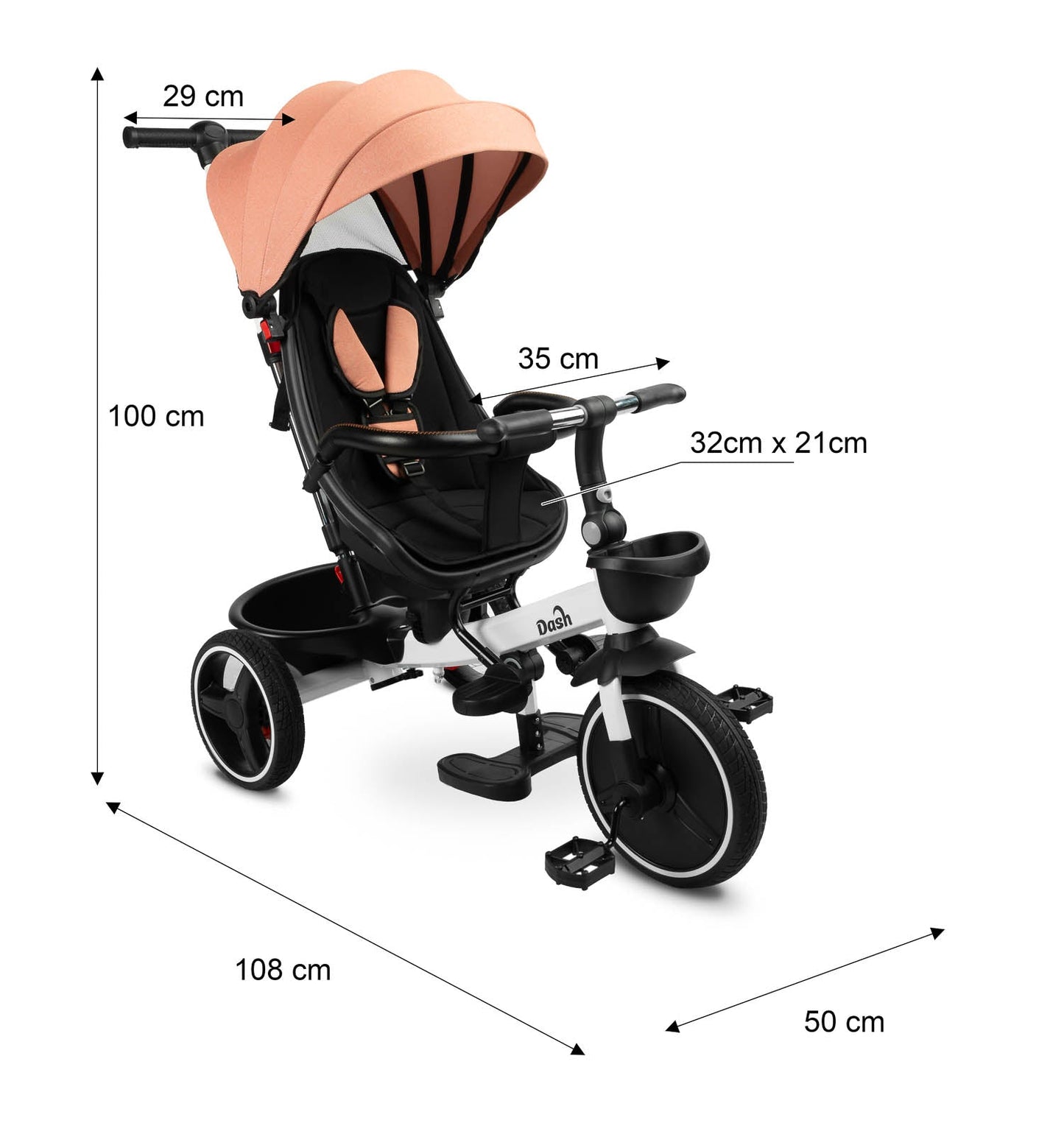 Tricicleta cu maner parental si scaun reversibil Toyz DASH Monstera tricicleta
