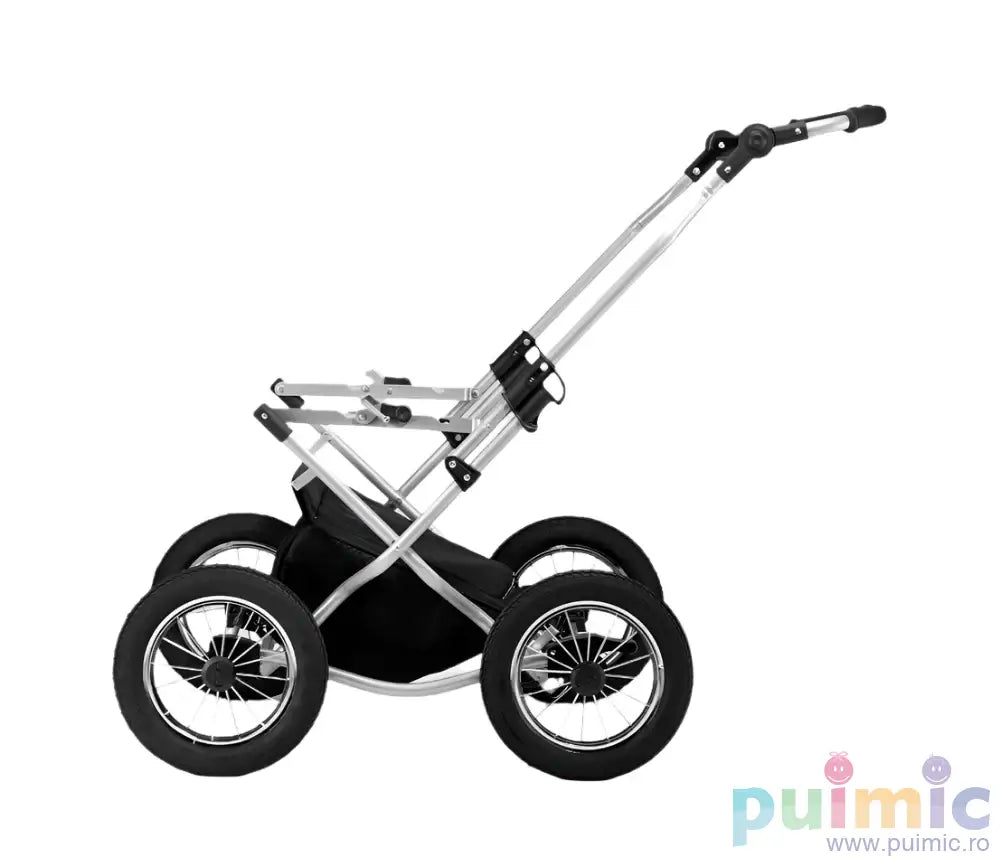 Carucior pentru gemeni clasic Nativo Classico Duo Grafit/Roz, model clasic, scaune reversibile, roti gonflabile mari