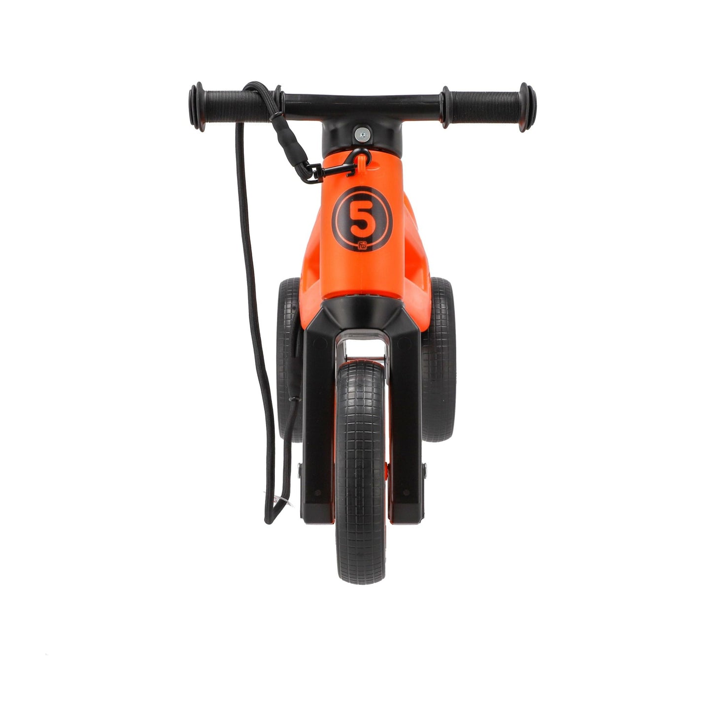 Bicicleta fara pedale cu cosulet pentru ghidon, 2 in 1, 18+ luni, pneuri si manere de cauciuc, 4 nivele de reglaj pe inaltime, Funny Wheels Rider SuperSport Sunset Orange/Black