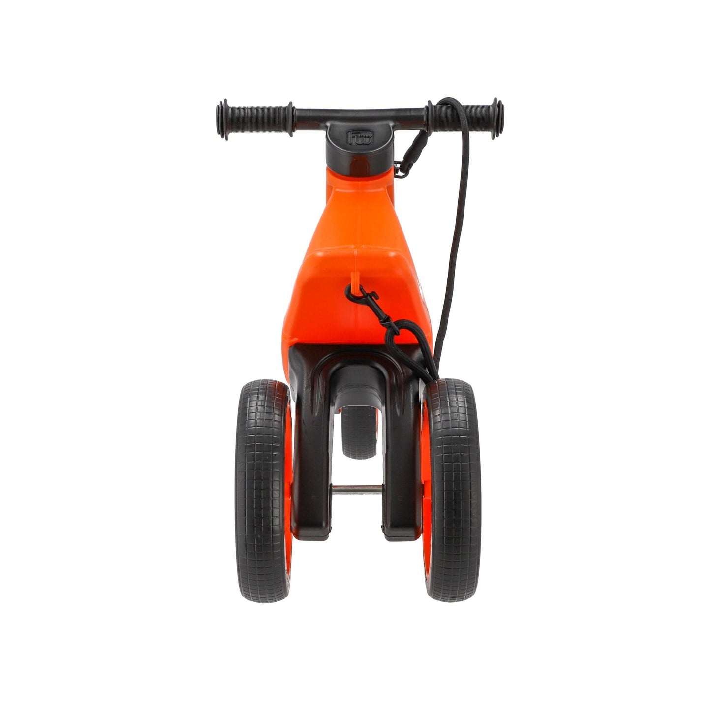 Bicicleta fara pedale cu cosulet pentru ghidon, 2 in 1, 18+ luni, pneuri si manere de cauciuc, 4 nivele de reglaj pe inaltime, Funny Wheels Rider SuperSport Sunset Orange/Black