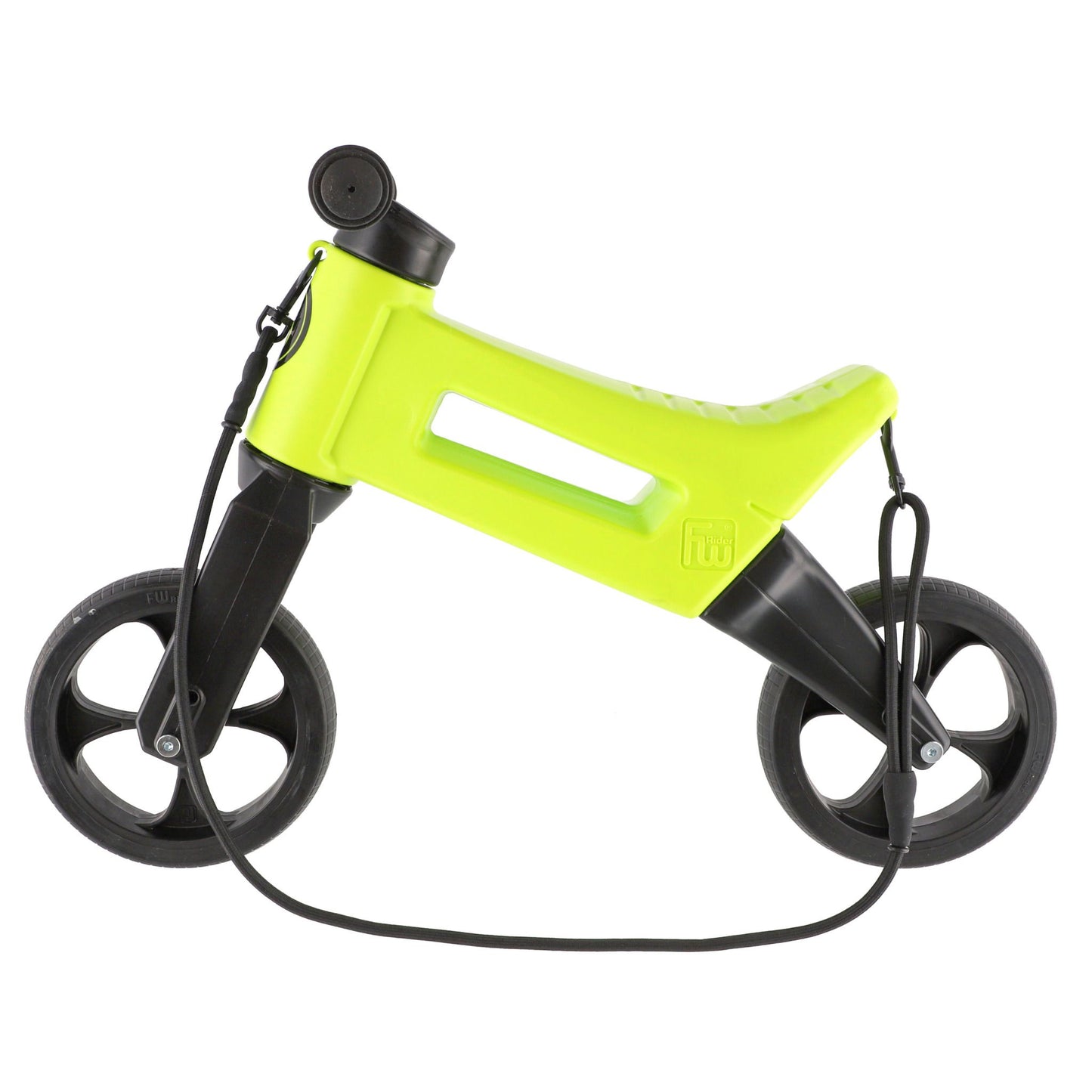 Bicicleta fara pedale cu cosulet pentru ghidon, 2 in 1, 18+ luni, pneuri si manere de cauciuc, 4 nivele de reglaj pe inaltime, Funny Wheels Rider SuperSport Lime/Black