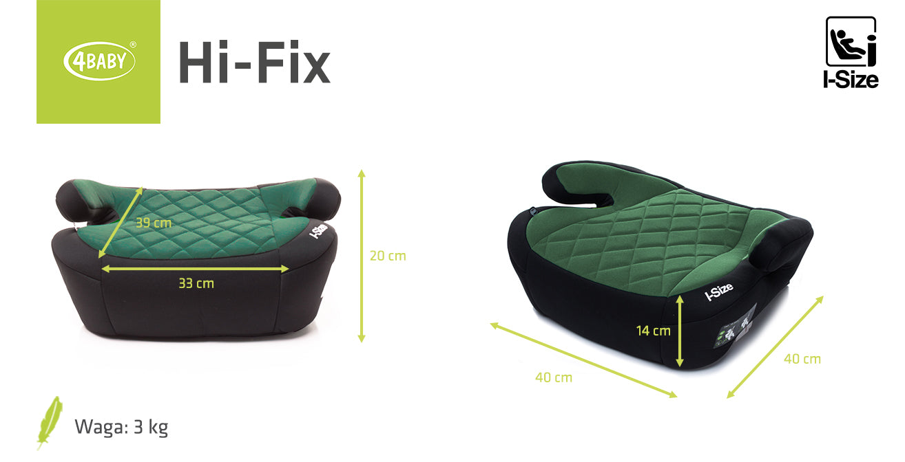 Inaltator Isofix 4Baby Hi-Fix 125-150cm Verde Inchis, I-Size, conectori reglabili
