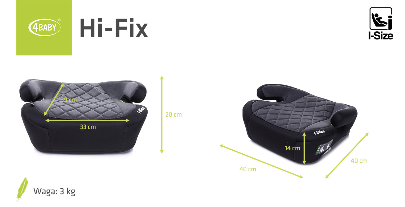 Inaltator Isofix 4Baby Hi-Fix 125-150cm Grafit, I-Size, conectori reglabili