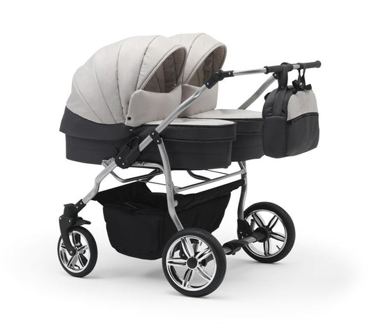 Carucior pentru gemeni Nativo Gemini 3 in 1 Gri-Grafit/Gri latime 87 cm reversibil carucior-gemeni