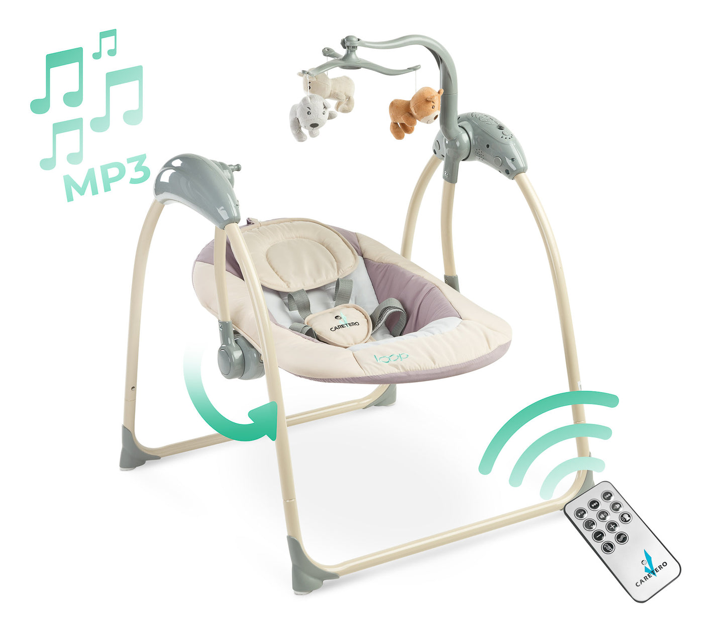Leagan electric Caretero Loop Beige, max. 12 Kg (Resigilat)