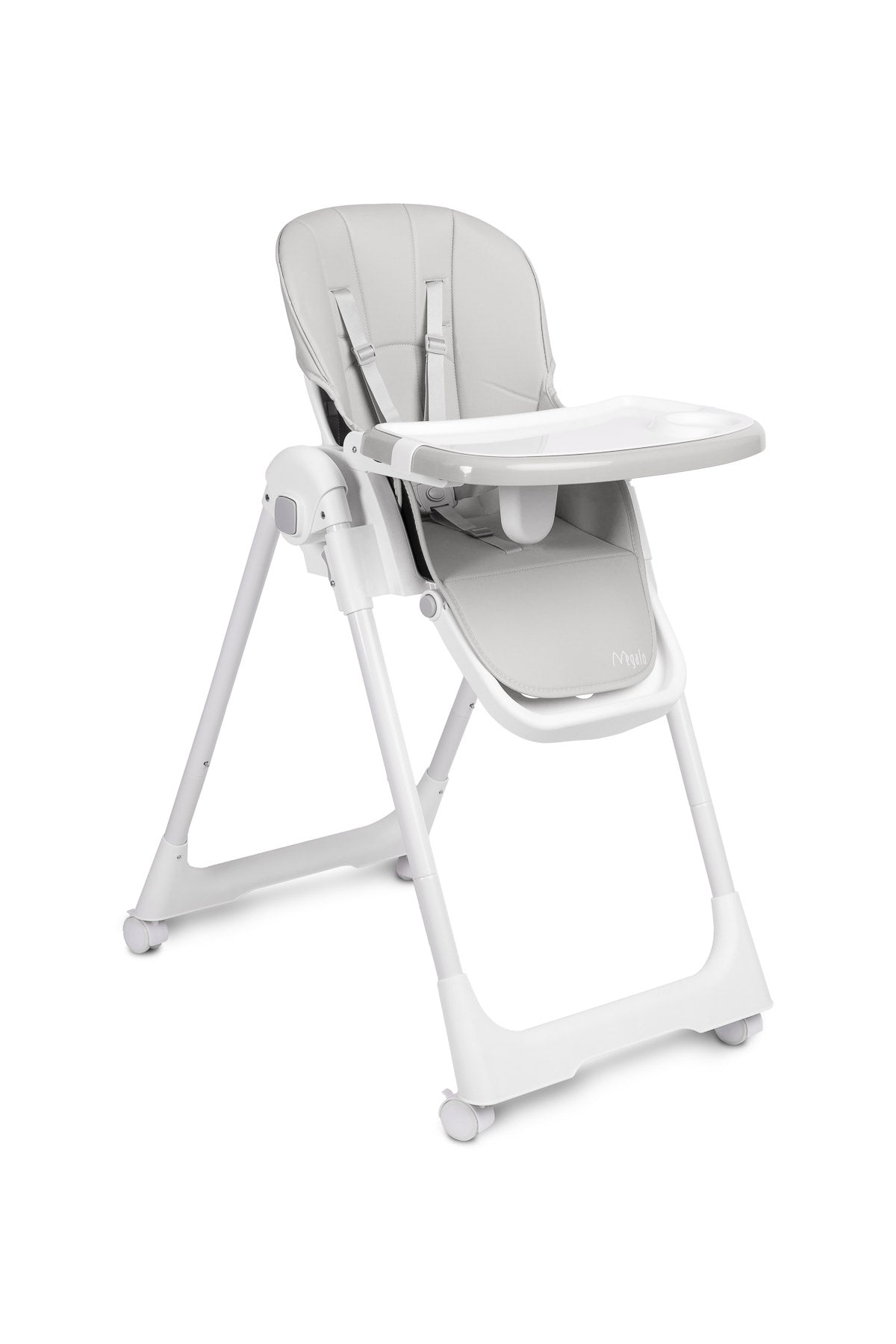 Scaun de masa inalt cu husa din piele ecologica Caretero MEGALO Gri Deschis scaun-de-masa