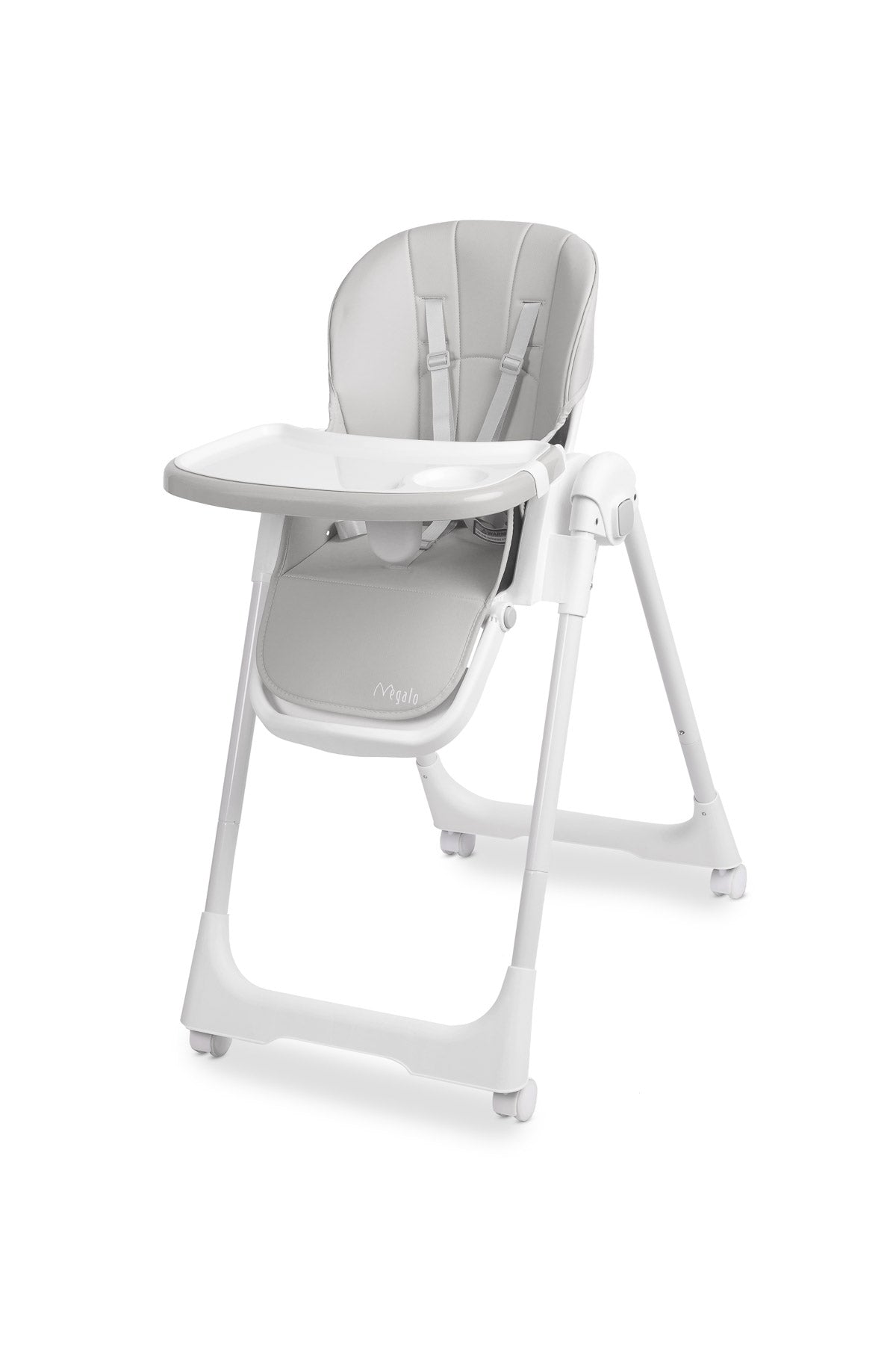 Scaun de masa inalt cu husa din piele ecologica Caretero MEGALO Gri Deschis scaun-de-masa