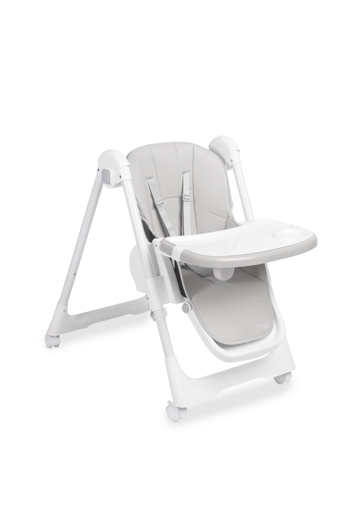 Scaun de masa inalt cu husa din piele ecologica Caretero MEGALO Gri Deschis scaun-de-masa
