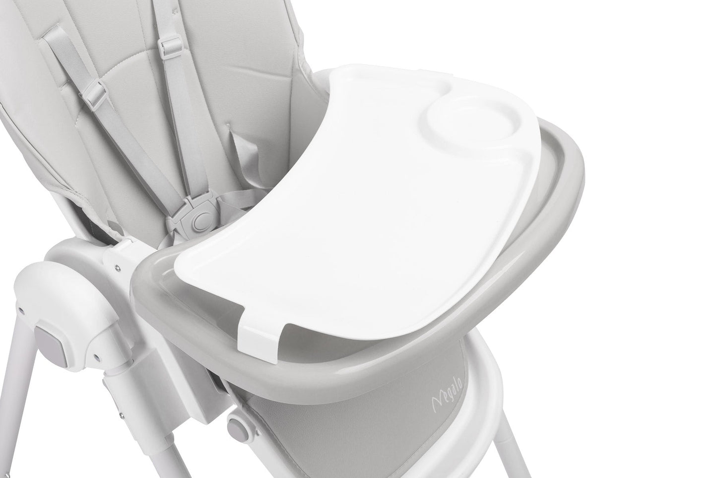 Scaun de masa inalt cu husa din piele ecologica Caretero MEGALO Gri Deschis scaun-de-masa
