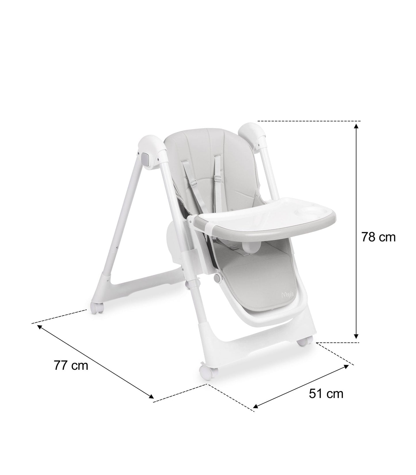 Scaun de masa inalt cu husa din piele ecologica Caretero MEGALO Gri Deschis scaun-de-masa