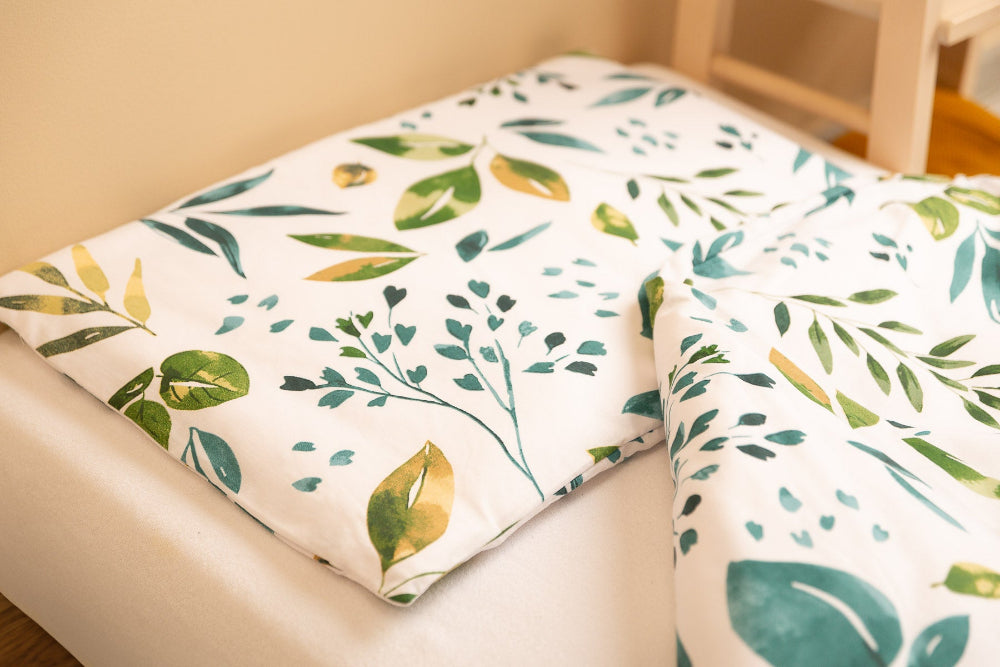 Set lenjerie de pat bumbac 100% cu 2 piese 100x135 cm/40x60 cm Sensillo Botanic lenjerii