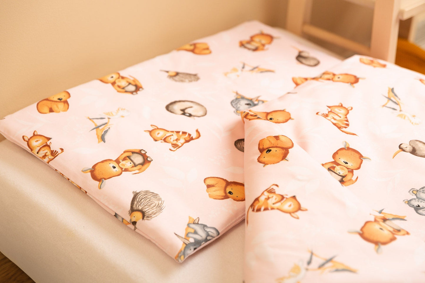 Set lenjerie de pat bumbac 100% cu 2 piese 100x135 cm/40x60 cm Sensillo Jungla lenjerii