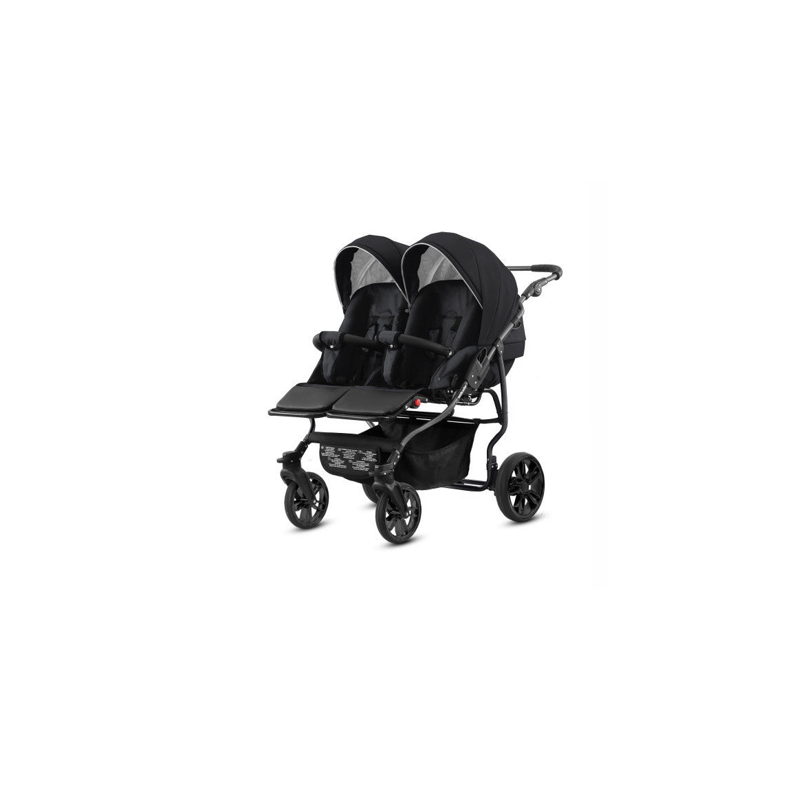 Carucior pentru gemeni 2 in 1 Mikado Goldstar GS-02 Negru/cadru negru/roti negre carucior-gemeni