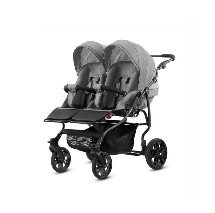 Carucior pentru gemeni 2 in 1 Mikado Goldstar GS-05 Gri/Cadru negru/Roti negre carucior-gemeni
